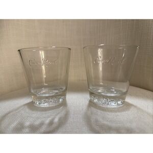 2 Crown Royal Whisky Tapered LowBall, Rocks Glasses Embossed Logo Bubble Bottom